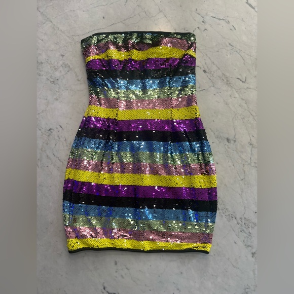 Multicolor Sequin Strapless Midi Dress - Picture 3 of 6